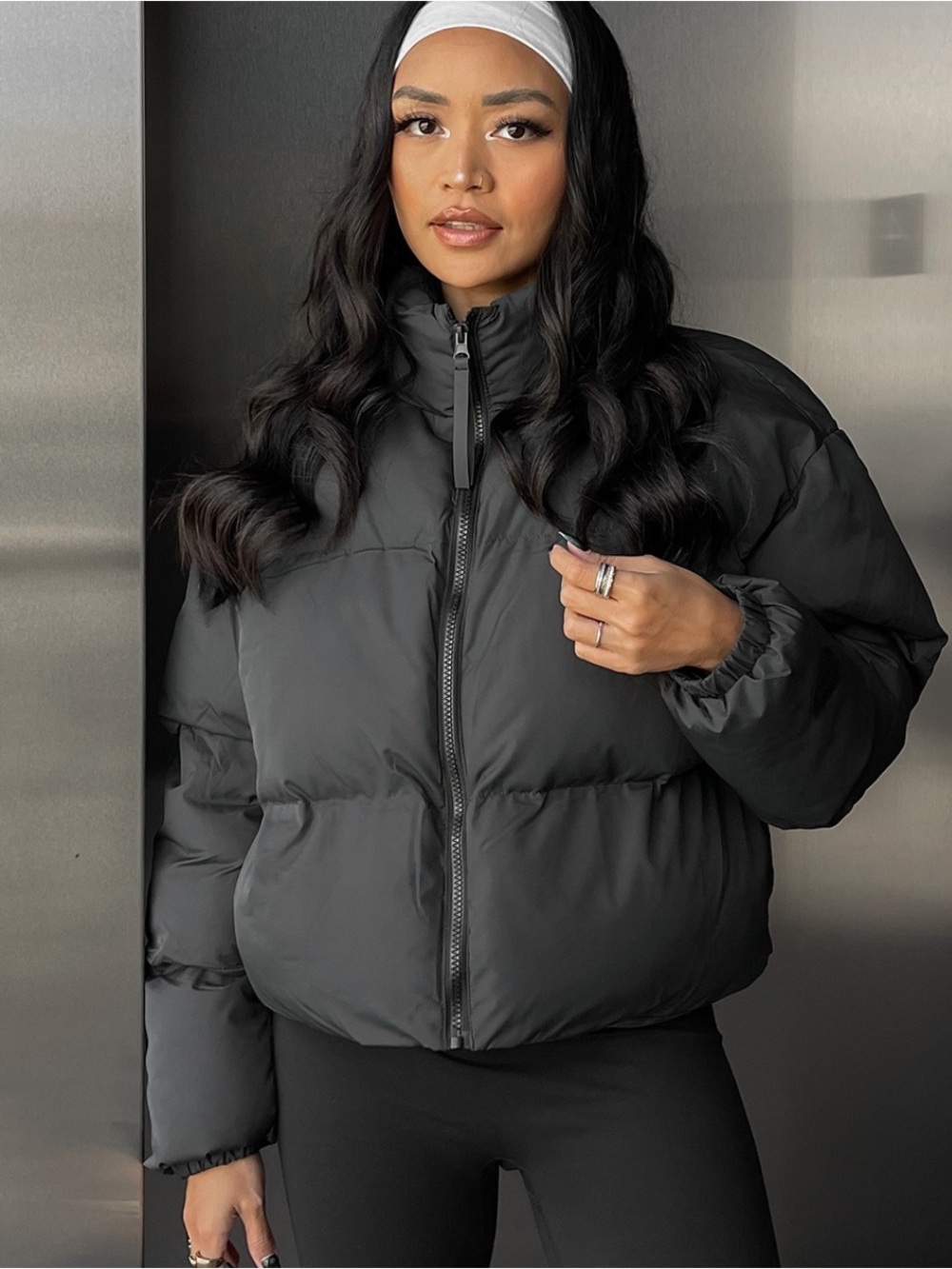 Fabletics Wander Cropped Puffer SZ 2X Winter Fall Trendy Puffer Jacket